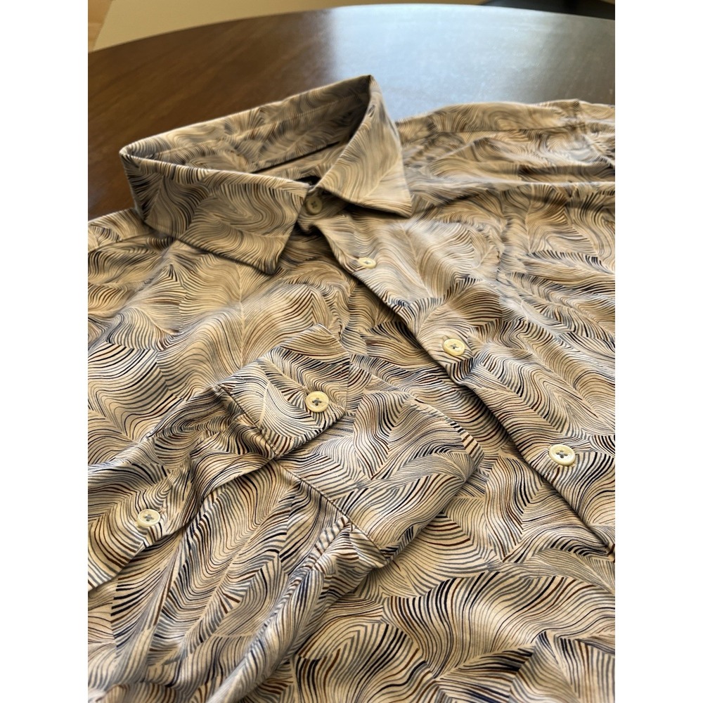 Bugatchi Comfort Stretch Shirt Men's 3XL Blue Geometric Button Up OCBD